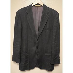 Nordstrom Natural Style Dark Gray Sport Coat Linen Jacket Blazer Mens Sz 39L/40L